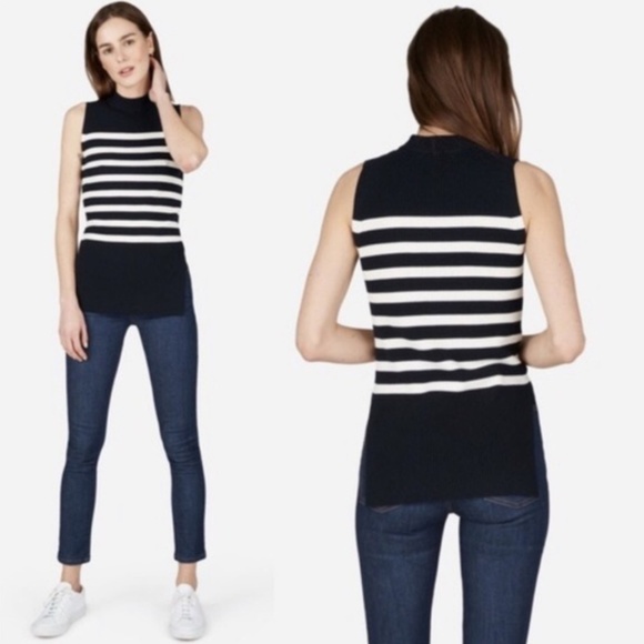Everlane Sweaters Everlane The Breton Striped Sleeveless Turtleneck
